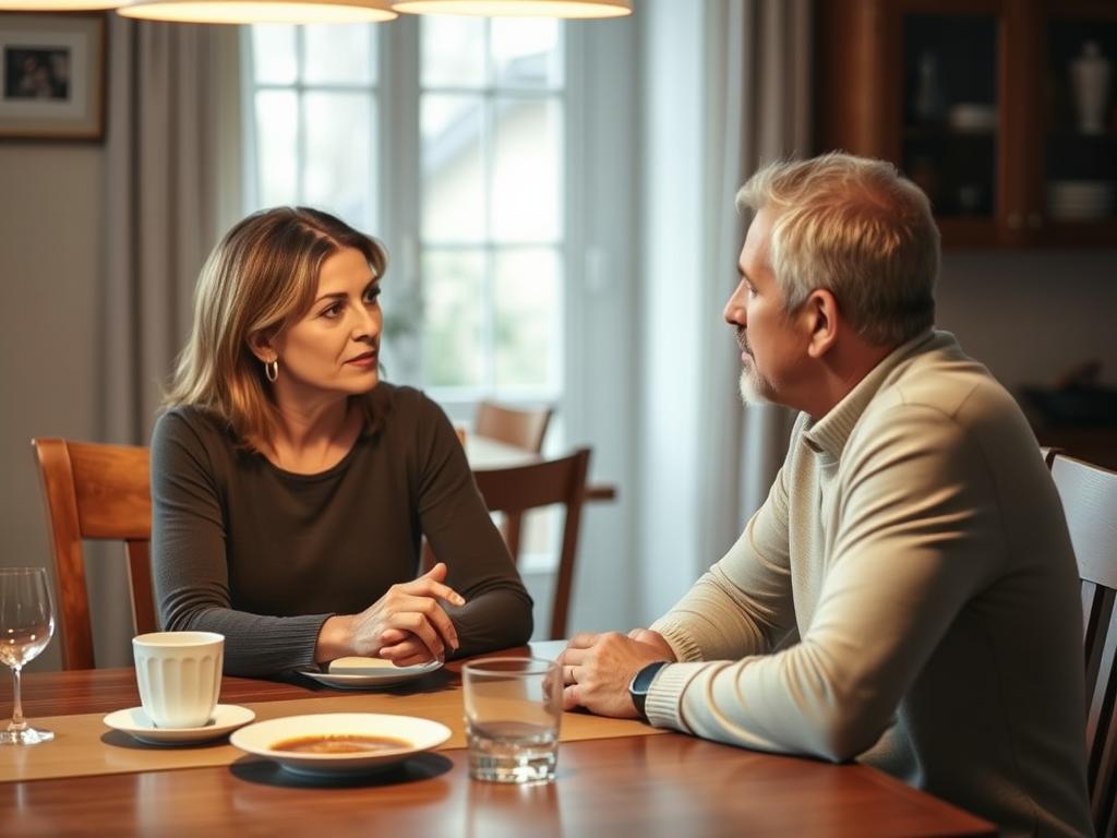 Couple resolving conflict in a healthy way