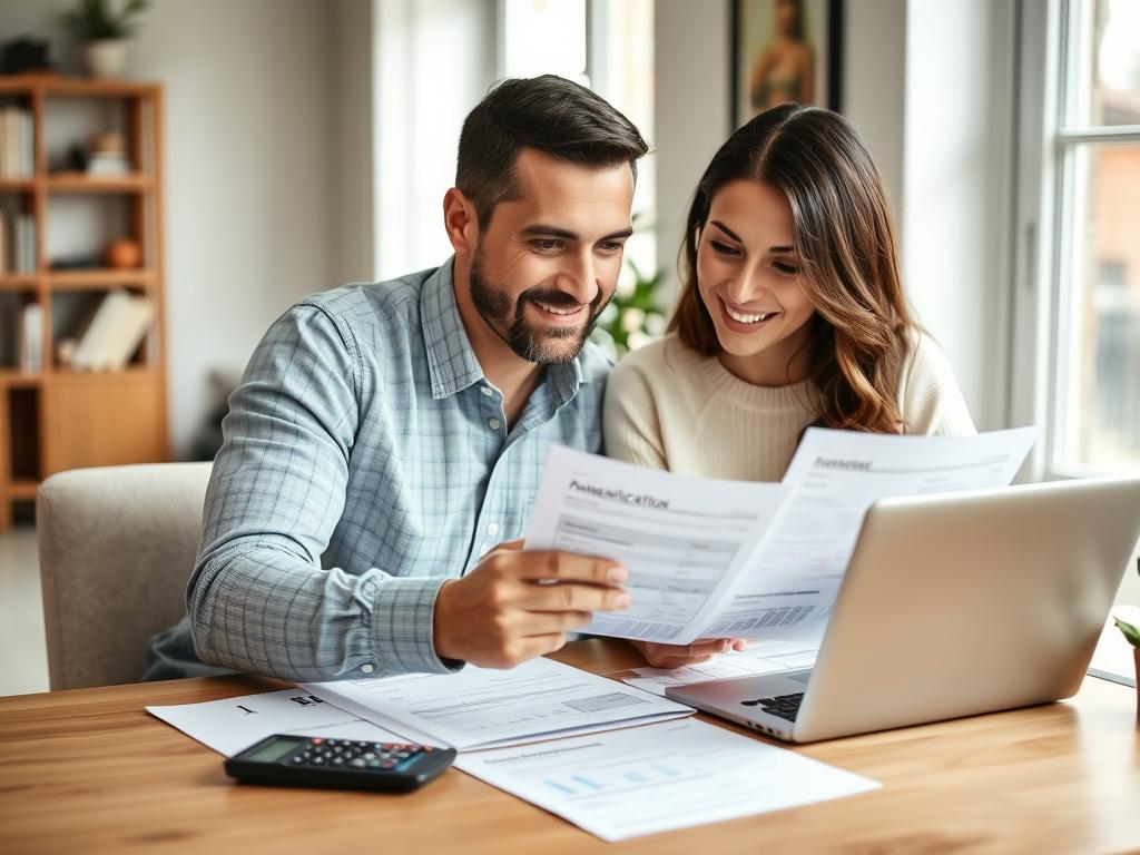 Couple reviewing finances together