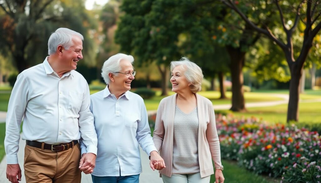 Elderly couple holding hands representing a long healthy marriage
