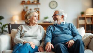 Happy couple laughing together while keeping their marriage healthy
