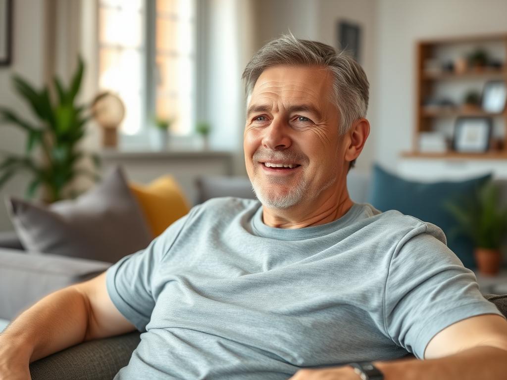 Man looking relieved after experiencing prostate supplement benefits