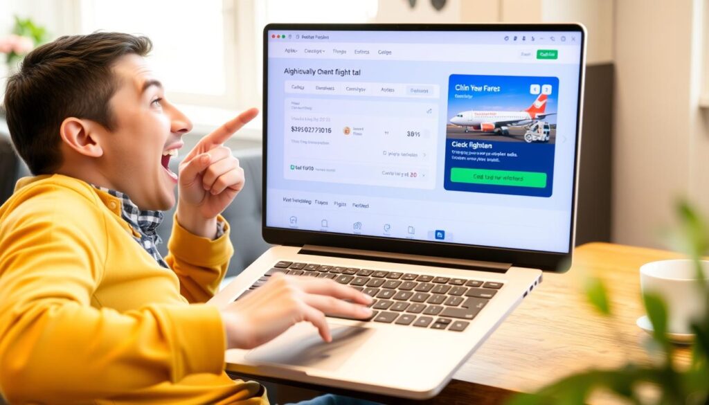 Person finding an unusually cheap flight deal using advanced search techniques Person finding an unusually cheap flight deal using advanced search techniques