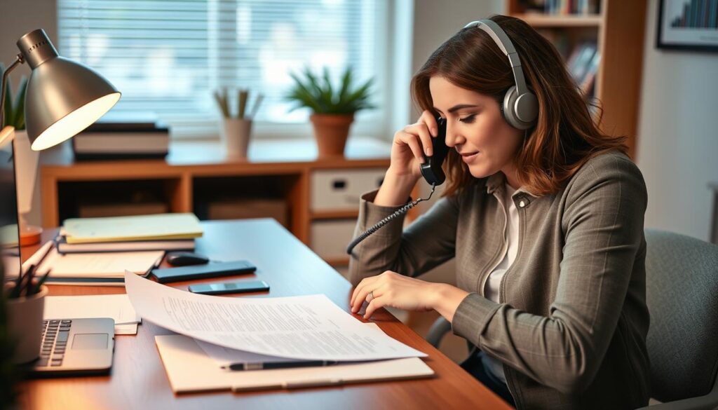 Person on phone negotiating with collection agency