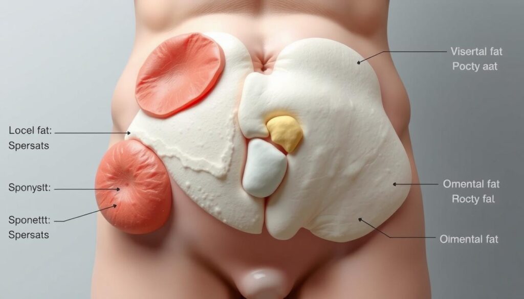 types of belly fat diagram