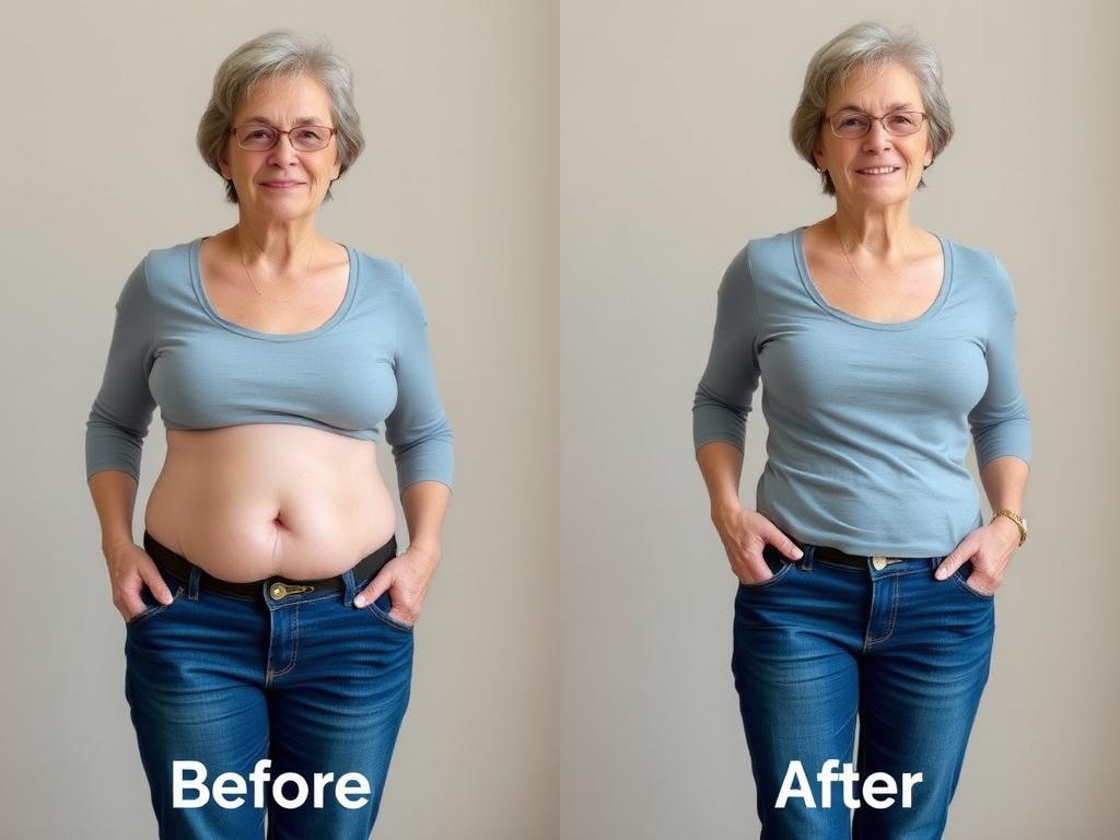 Before and after transformation of a HepatoBurn user showing improved body composition