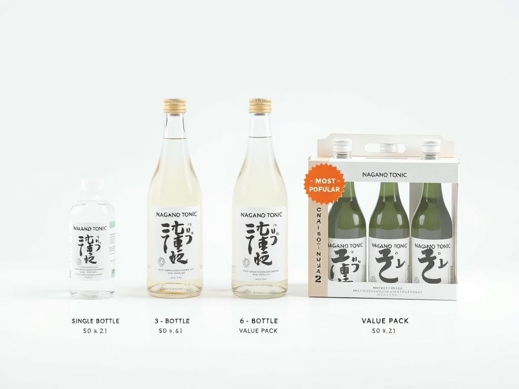 Nagano Tonic product packages showing different bundle options