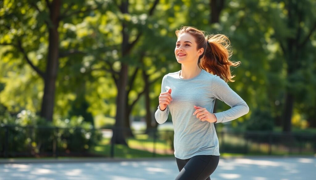 Person exercising outdoors to improve brain function and working memory