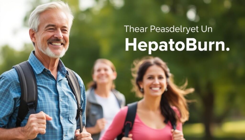 Person feeling healthy and energetic after using HepatoBurn for liver support