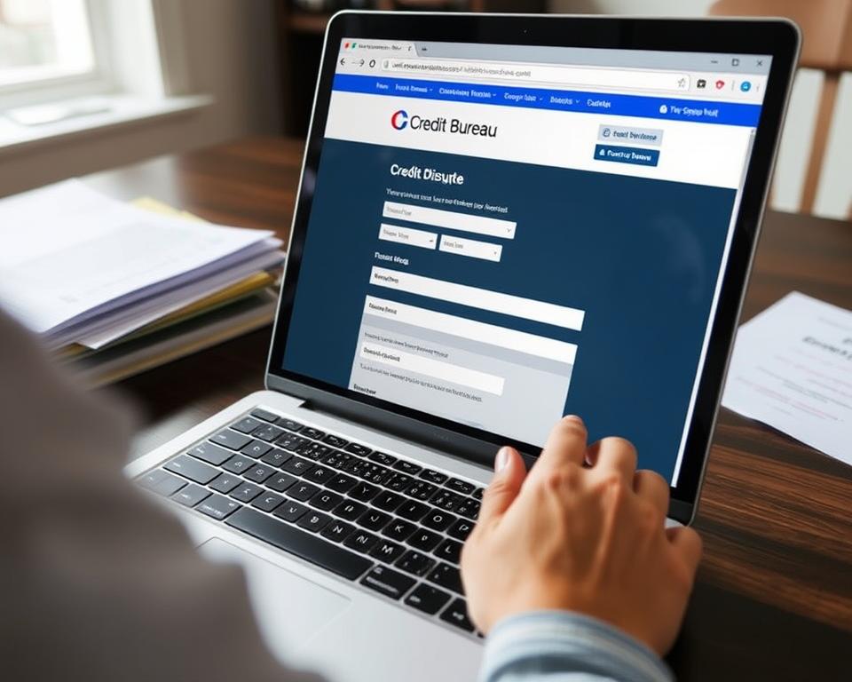 Person filling out a credit dispute form online