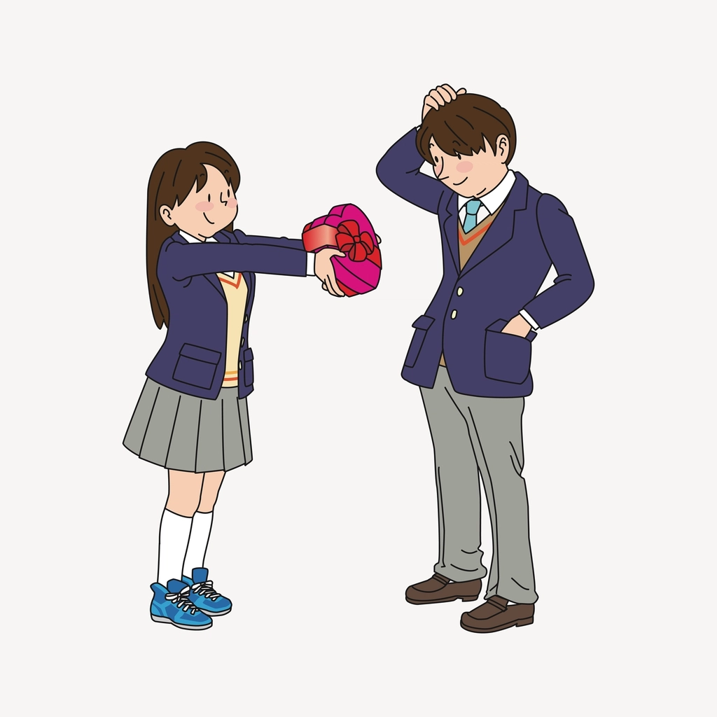 Japanese student couple clip art