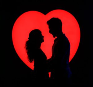 couple looking each other love background silhouette