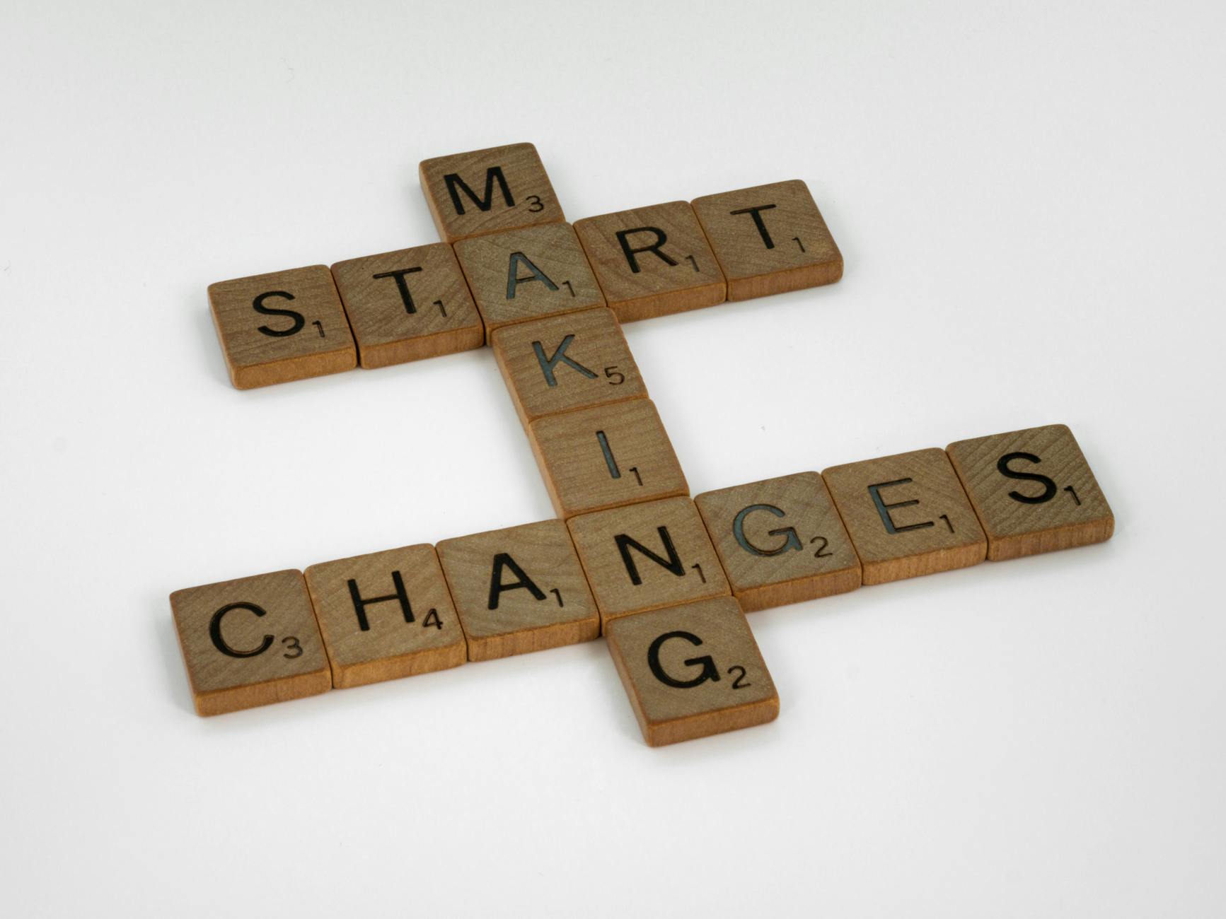 close up shot of scrabble tiles on a white surface